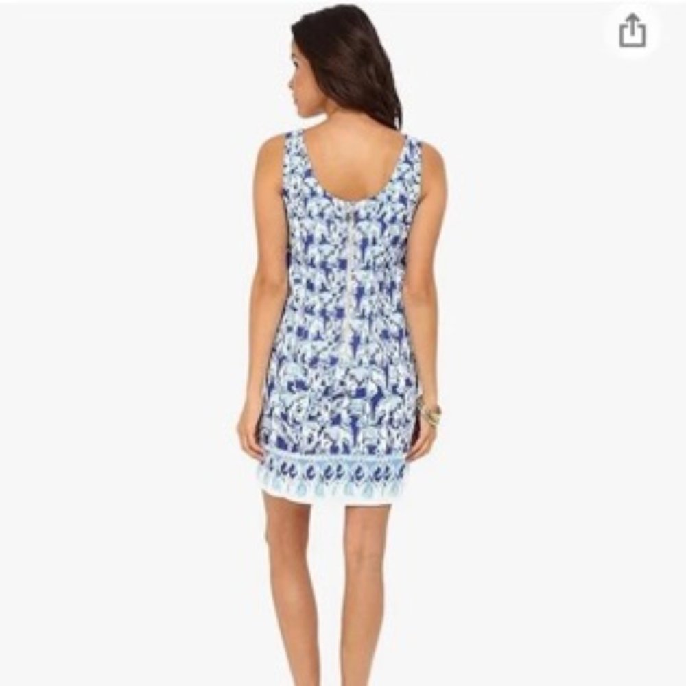 Lilly Pulitzer Cathy Shift Dress Blue Elephants - Picture 4 of 4